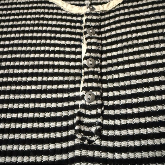 We The Free Free People Striped Henley Thermal Tunic Top Long Sleeve Raw Hem - Picture 6 of 6